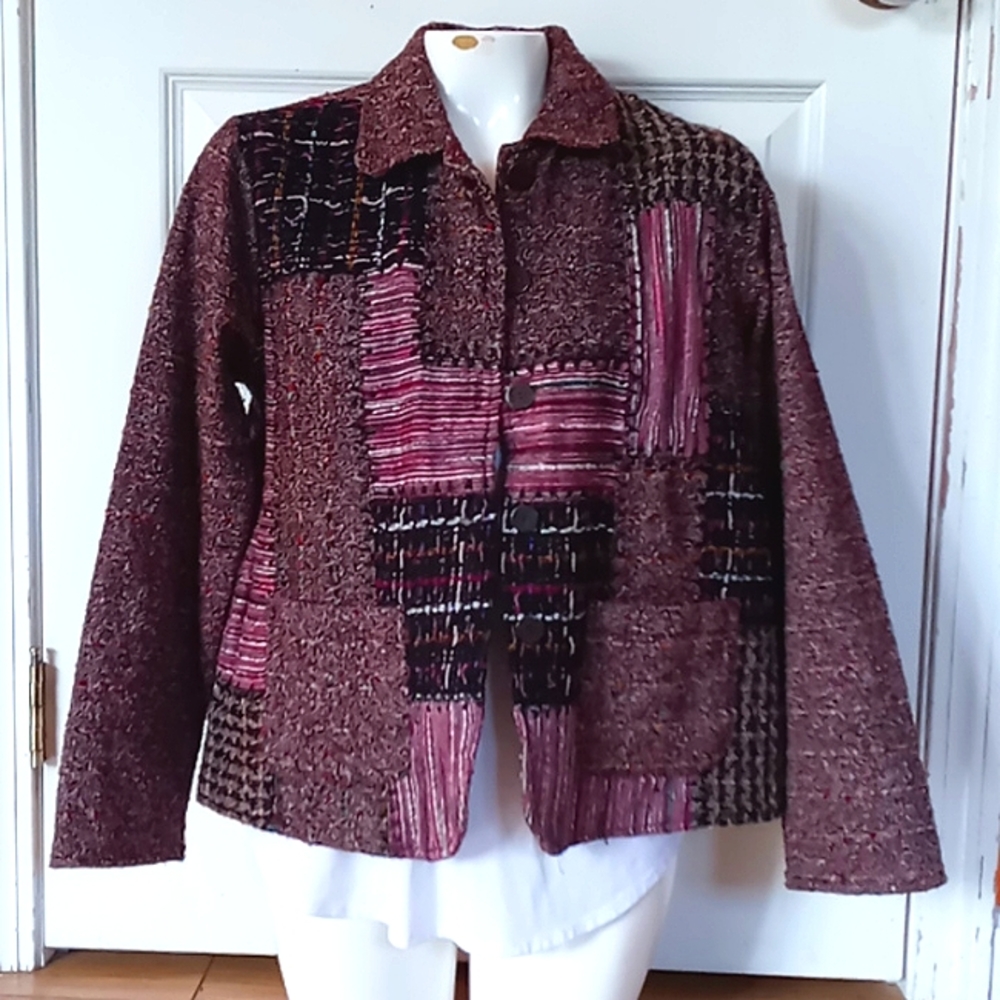 Funky Shabby Chic Patch Work Tweed Jacket